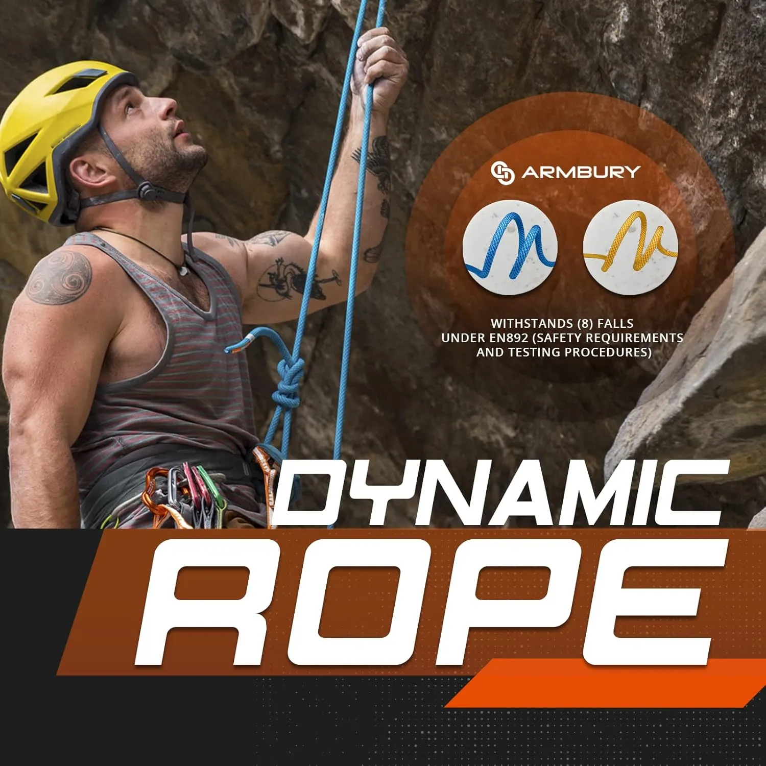 Blizzard - 9.8mm Dynamic Rock Climbing Rope (Dry Core and Sheath) UIAA Certified Heavy Duty Rope, Rope for Climbing, Sport Climbing Rope