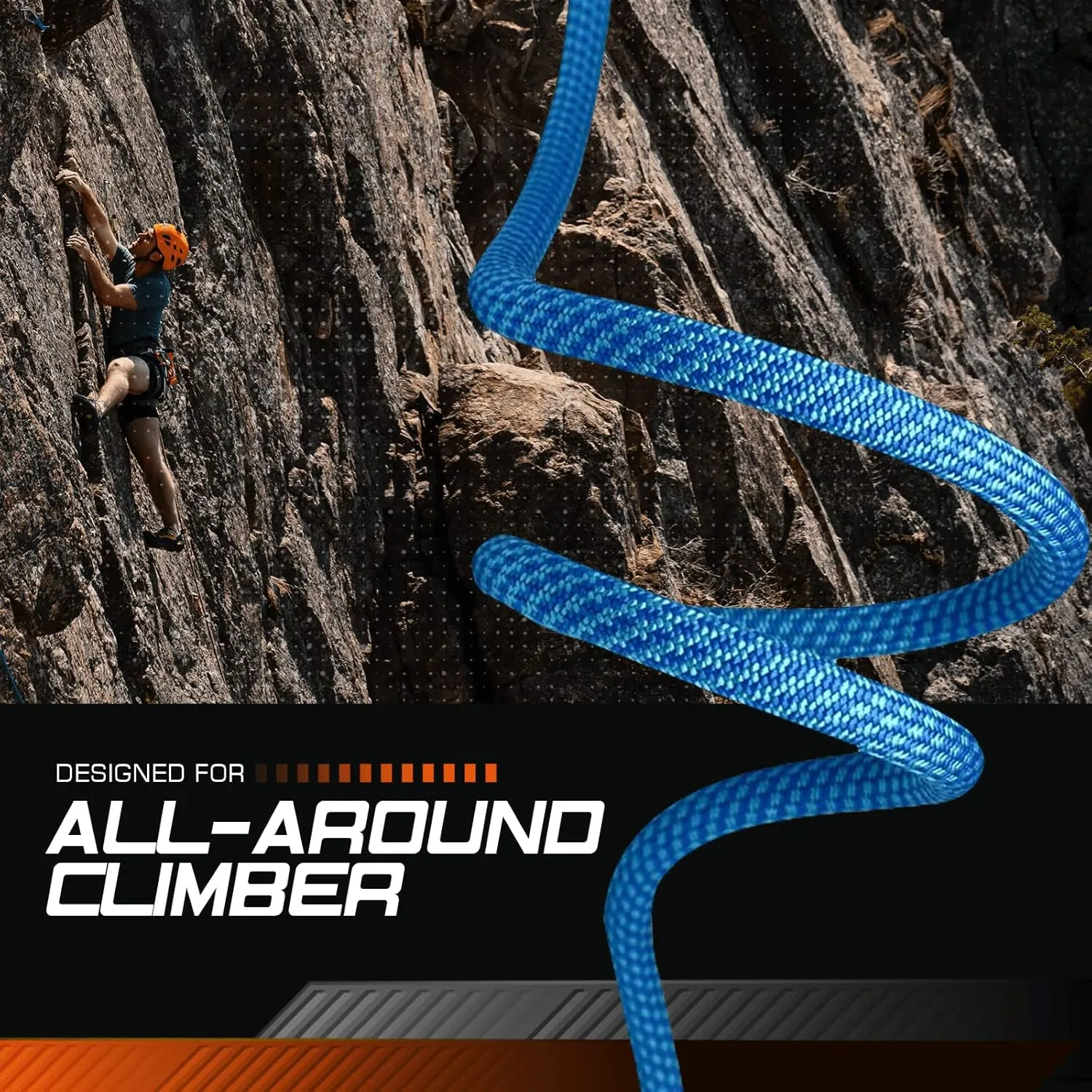 Blizzard - 9.8mm Dynamic Rock Climbing Rope (Dry Core and Sheath) UIAA Certified Heavy Duty Rope, Rope for Climbing, Sport Climbing Rope