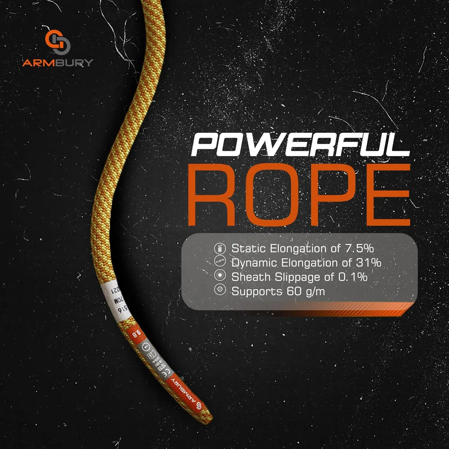 Blizzard - 9.8mm Dynamic Rock Climbing Rope (Dry Core and Sheath) UIAA Certified Heavy Duty Rope, Rope for Climbing, Sport Climbing Rope