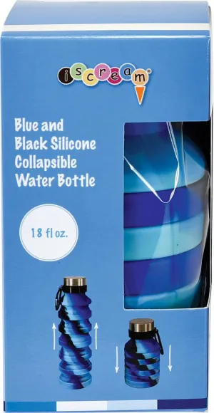 Blue and Black Collapsible Water Bottle