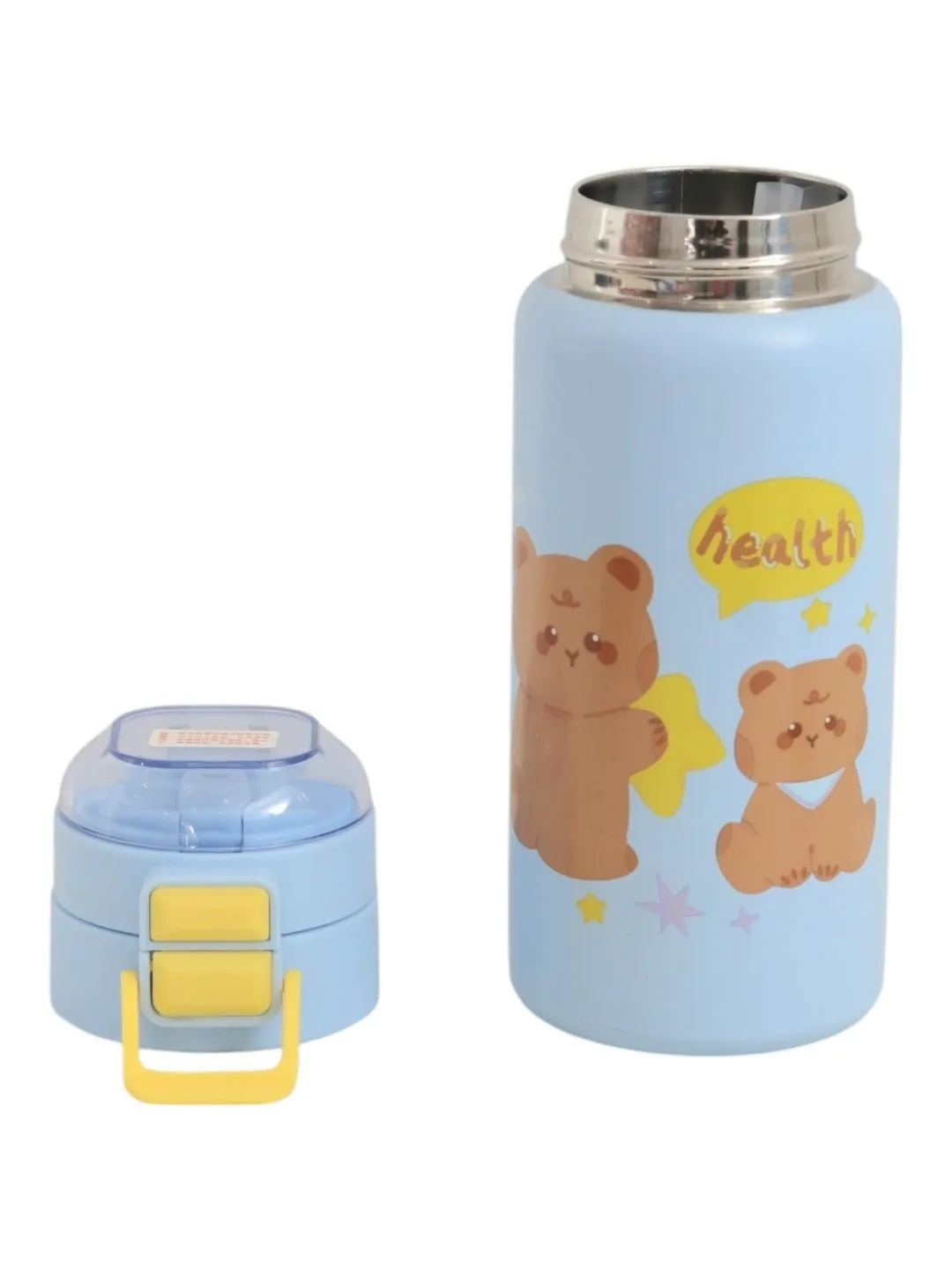 Blue Bear-Themed Insulated Hot & Cold Stainless Steel Sipper Bottle - 520 ML