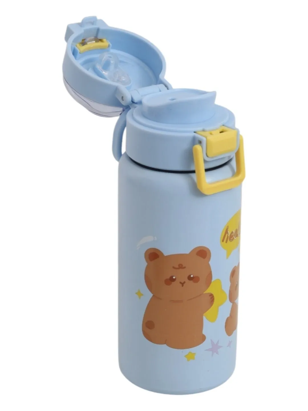 Blue Bear-Themed Insulated Hot & Cold Stainless Steel Sipper Bottle - 520 ML