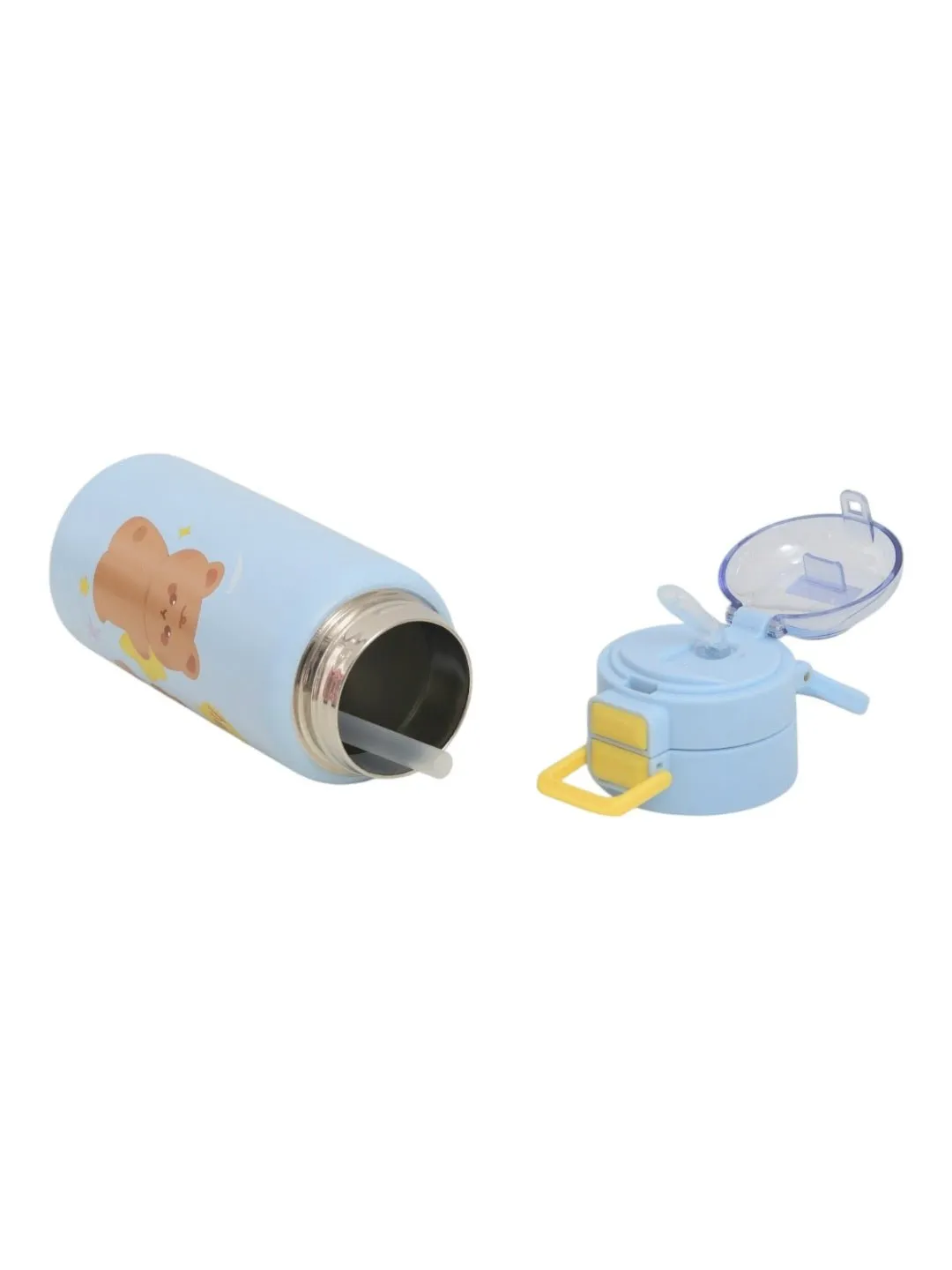 Blue Bear-Themed Insulated Hot & Cold Stainless Steel Sipper Bottle - 520 ML