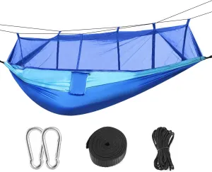 Blue Camping Hammock, Portable Hammocks, Portable Double Hammock with Net, 2 Person Hammock, for Outdoor Hiking Survival Travel,Hammock Tent for Outside