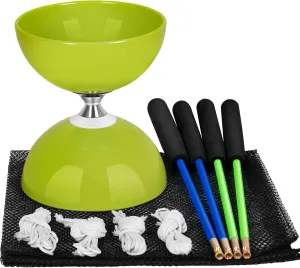 BODY RHYTHM Pro Triple Bearing Chinese Yoyo with 2 Pairs of Carbon Sticks, 4 Strings, 1 Drawstring Bag, 5” Chinese Yoyo Diabolo Toy for Adult & Kids, Best for Fitness and Tricks. (Green)