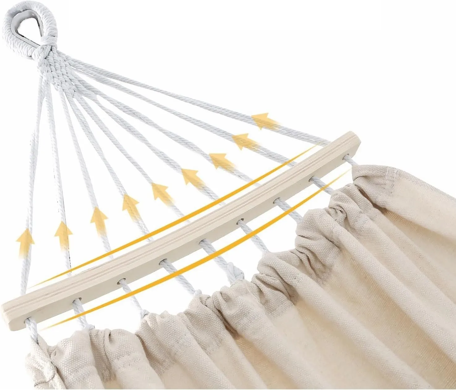 Boho Hammock Handmade Tassels and Fishtail Knitting Deluxe Hammock with Mounting Straps for Bedroom,Yard,Beach,Patio,Indoor,Outdoor and Wedding Party Decor (Beige)