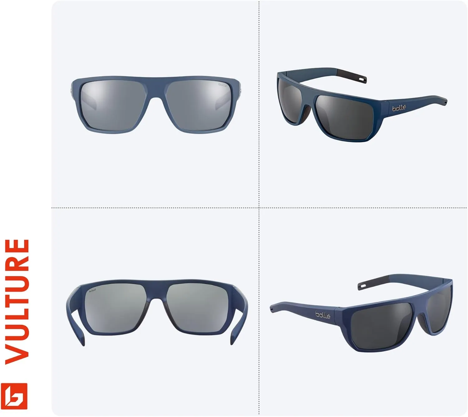 Bolle Vulture Rectangle Sunglasses for Men  BUNDLE With Designer iWear Eyewear Kit