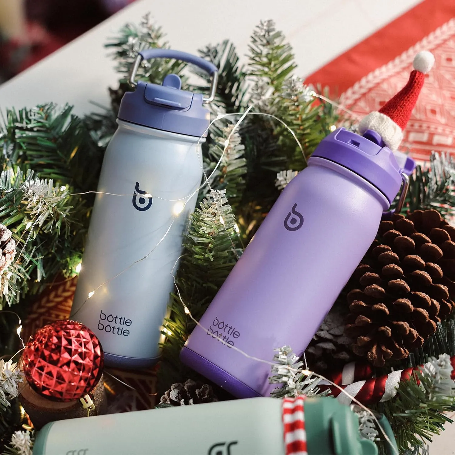 BOTTLE BOTTLE 16 oz sports water bottle stainless steel insulated kids water bottle with straw and pills holder for gifts and school (purple)