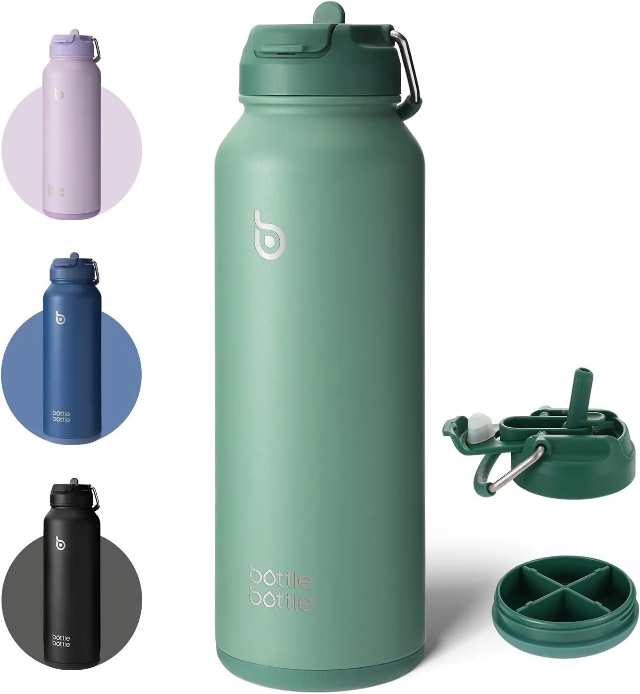 BOTTLE BOTTLE 40 oz sports water bottle stainless steel insulated water bottle with straw and pills holder
