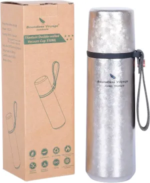 Boundless Voyage Titanium Vacuum Insulated Water Bottle Double Wall Vacuum Cup Outdoor Vacuum Flask, Keeps Hot or Cold (17.2fl oz/510ml) Ti3011D