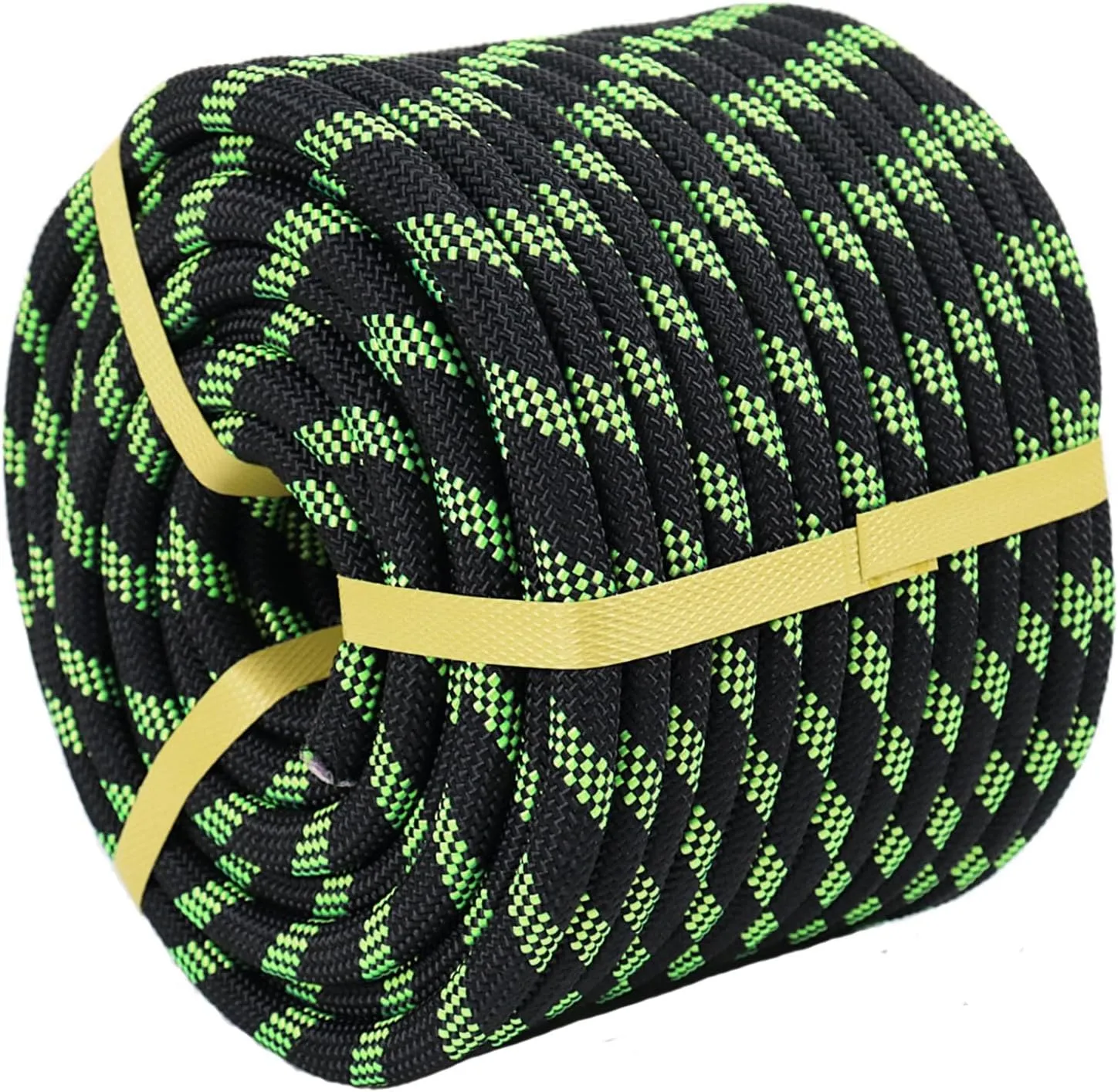 Braided Polyester Rope (3/8 in x 150 ft) Arborist Rope for Tree Climbing Pulling Swing Sailing, Black/Green