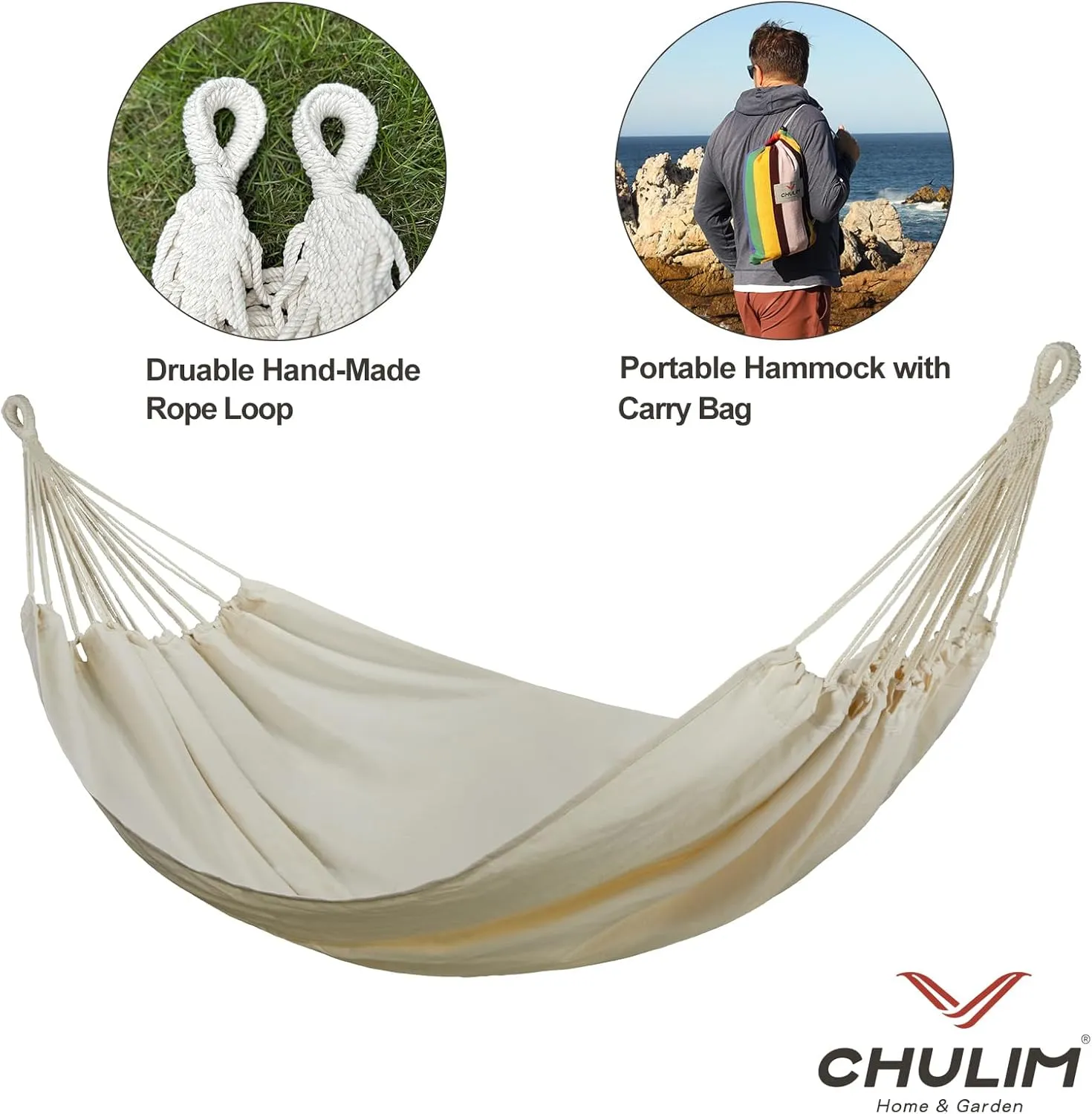 Brazilian Double Hammock with Tree Straps,Extra Large 240x160cm,2 Persons Hammock for Backyard Patio Outdoor and Indoor,450lbs Weight Capacity,Soft Woven Cotton Fabric