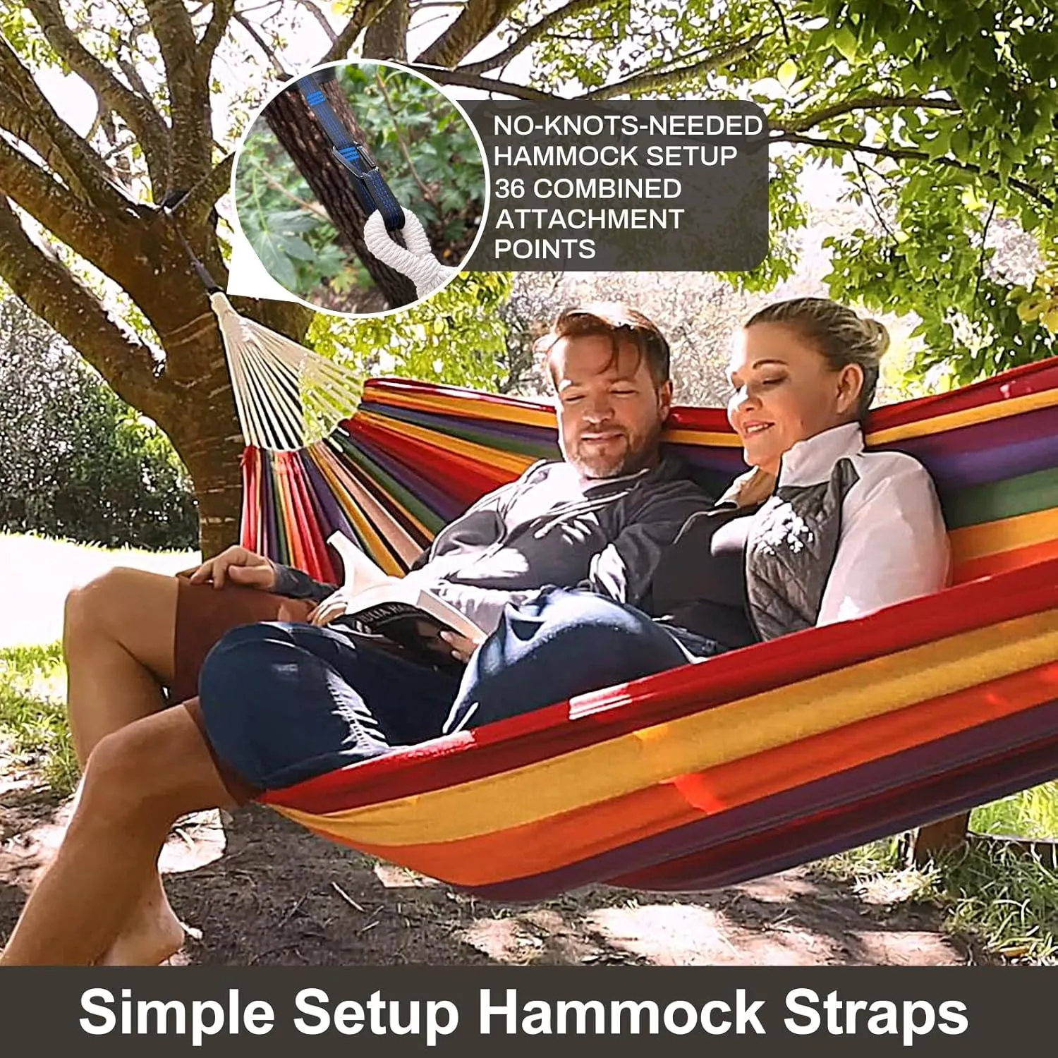 Brazilian Double Hammock with Tree Straps,Extra Large 94x63IN,2 Persons Hammock for Backyard Patio Outdoor and Indoor,450lbs Weight Capacity,Soft Woven Cotton Fabric - Coffee Stripe
