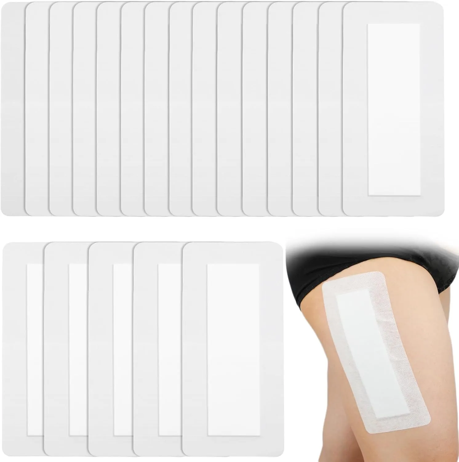Breathable Knee Replacement Surgery Island Dressing 4"x8" Bordered Gauze Adhesive Patches with Non-Stick Pad for Hip Back Elbow Abdominal Spine Surgery Long Incision Wounds Cover (Pack of 20)