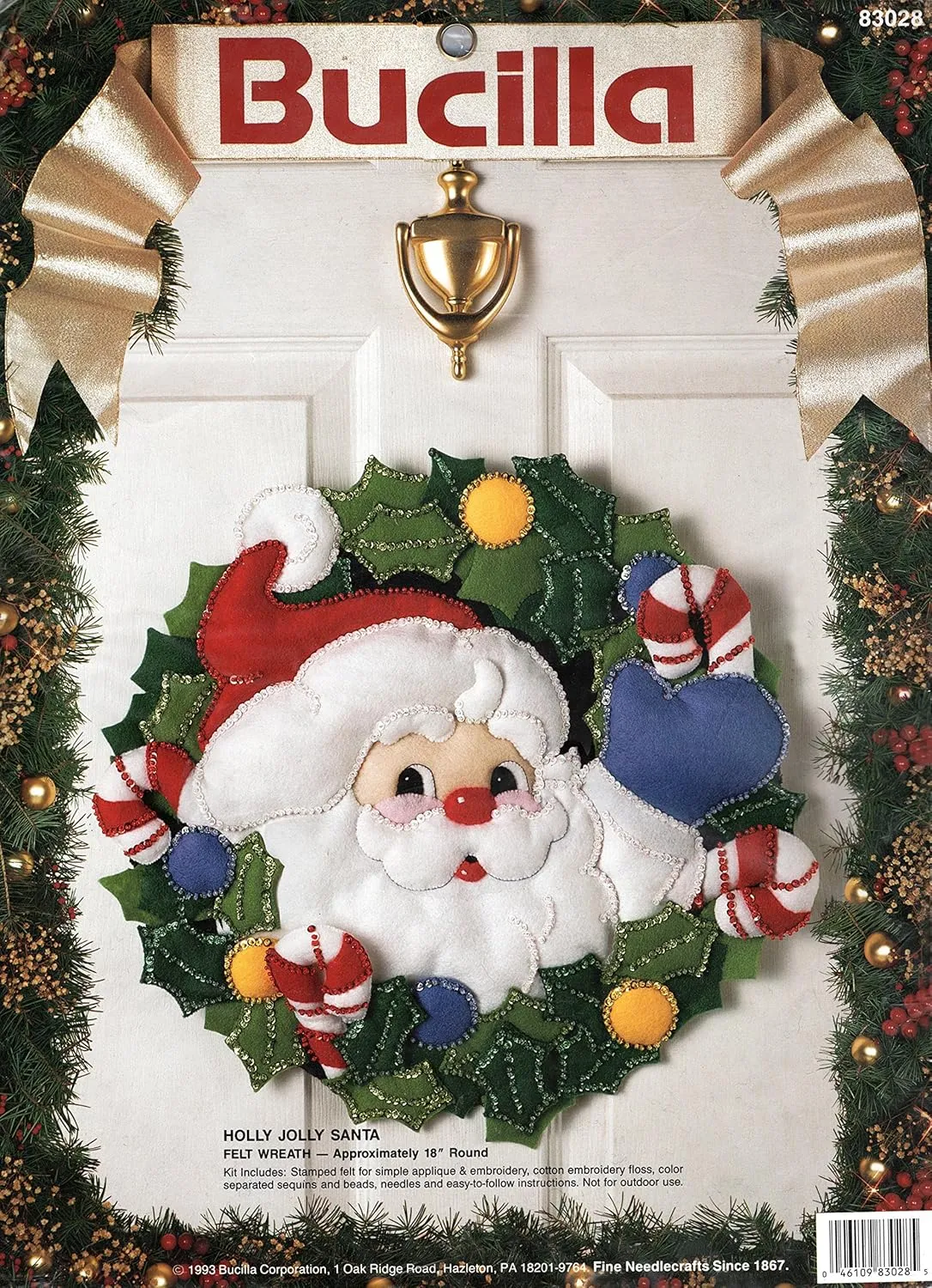 Bucilla - Holly Jolly Santa - Felt Wreath Kit 83028