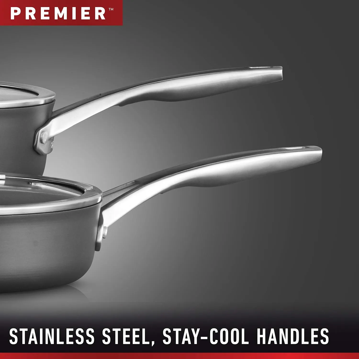 Calphalon Premier Hard-Anodized Nonstick Cookware Set, 8-Piece, Metal Utensil Safe, PFOA-Free