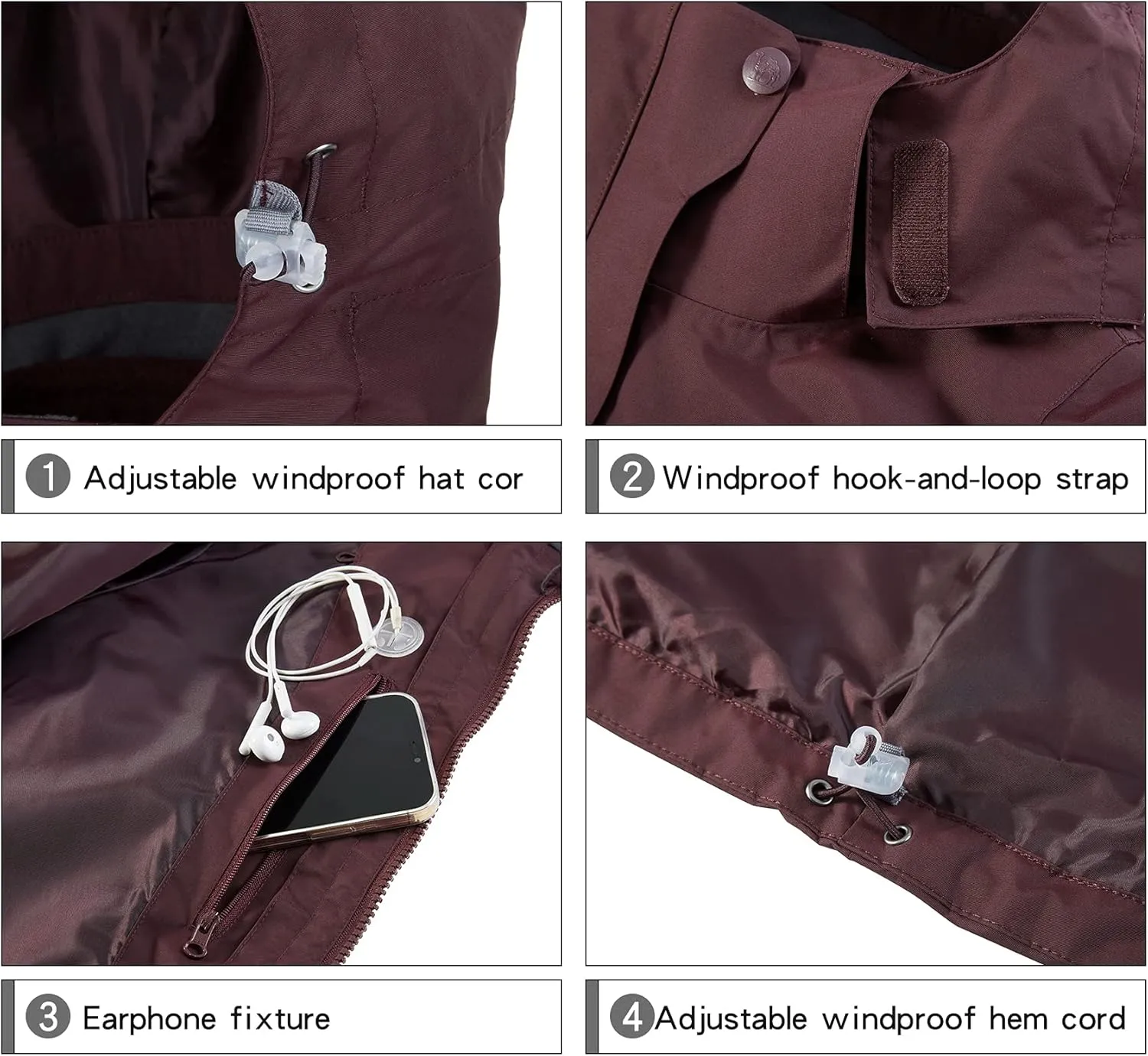 CAMEL CROWN Women's Ski Jacket Waterproof 3 in 1 Winter Jacket Windproof Warm Fleece Hooded Snowboard Mountain Snow Coat