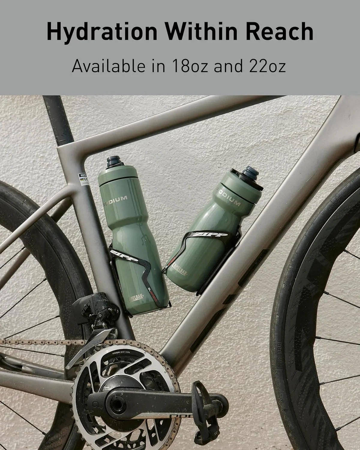 CamelBak Podium Steel Insulated Stainless Steel Bike Water Bottle – for Cycling, Fitness & Sports- Fits Most Bike Cages, 18oz - Stone