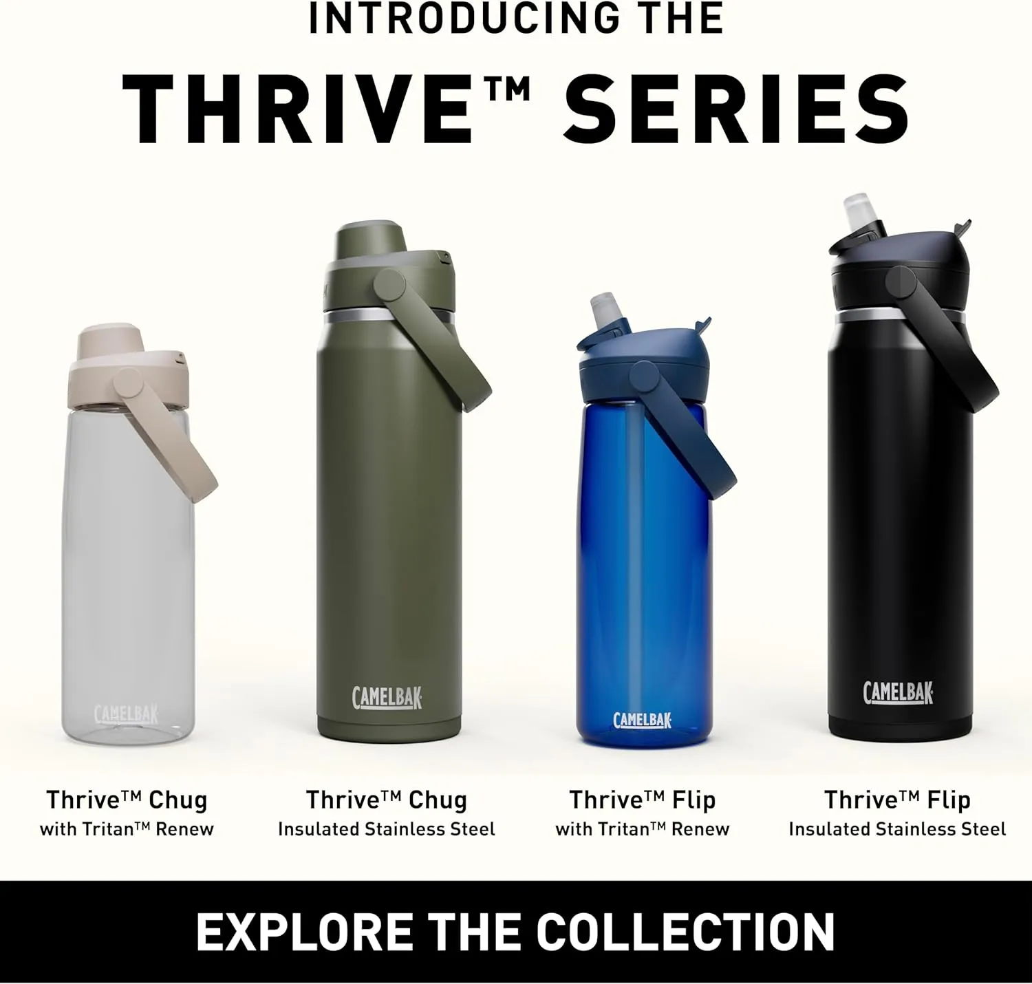 CamelBak Thrive Chug Water Bottle 32oz - Insulated Stainless Steel, Stone
