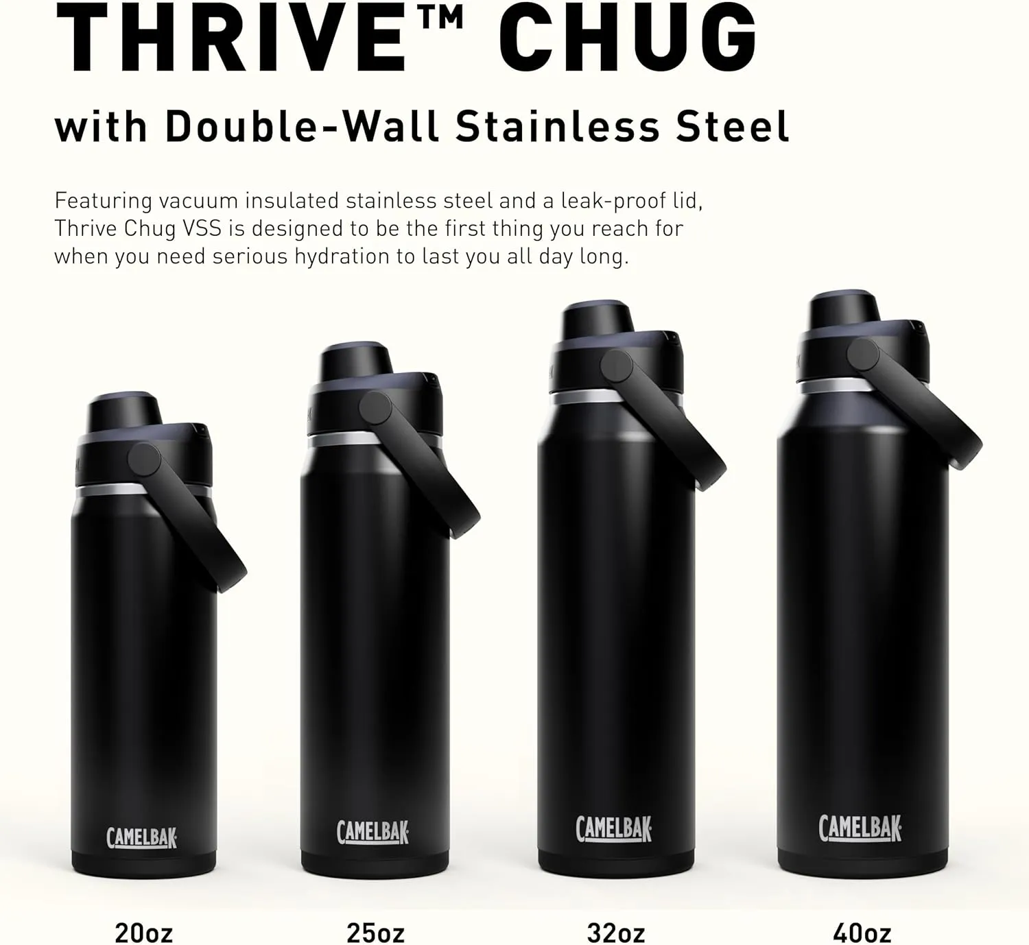 CamelBak Thrive Chug Water Bottle 32oz - Insulated Stainless Steel, Stone