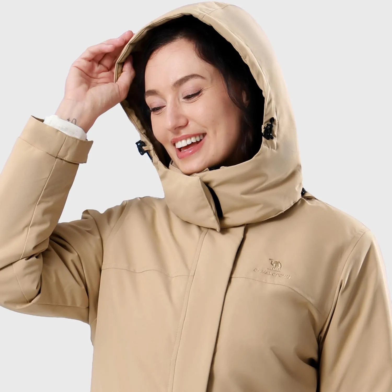 CAMELSPORTS Women's Waterproof Ski Jacket Warm Winter Coat Hooded Outdoor Windbreaker Mountain Snowboarding Jacket