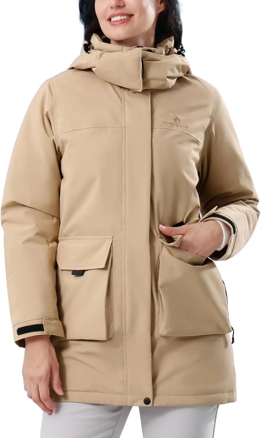 CAMELSPORTS Women's Waterproof Ski Jacket Warm Winter Coat Hooded Outdoor Windbreaker Mountain Snowboarding Jacket