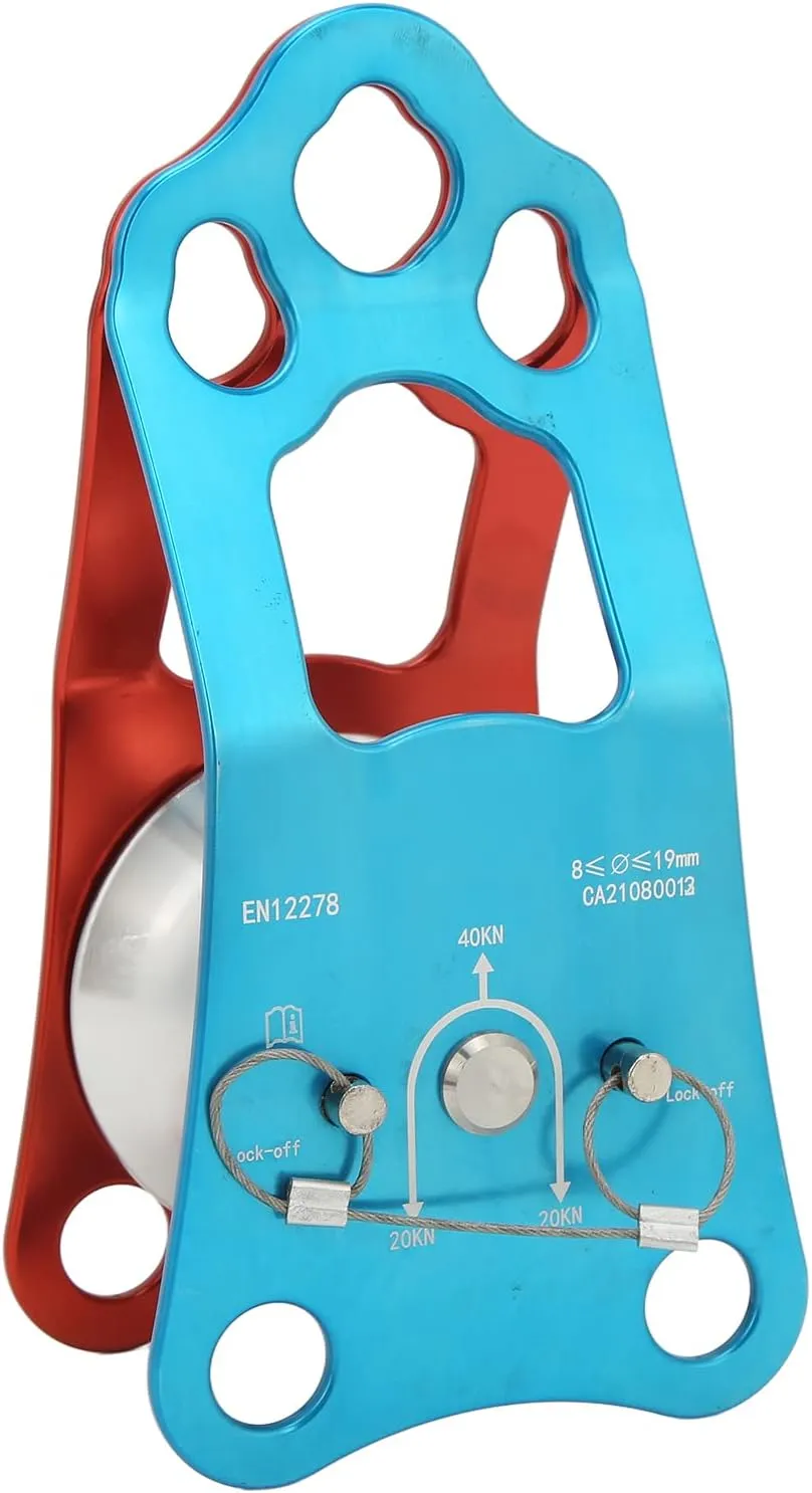 Camnal 40KN Rock Climbing Pulley Fixed Side Single Sheave Pulley for High Altitude Traverse and Hauling Gear, Ideal Outdoor Survival Tool, Hauling Pulley for Climbing Enthusiasts