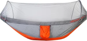 Camp Quick Open Camping Hammock with Mosquito Net Lightweight Portable Parachute Nylon Double Hammock Backpacking Survival Travel Strong, Orange