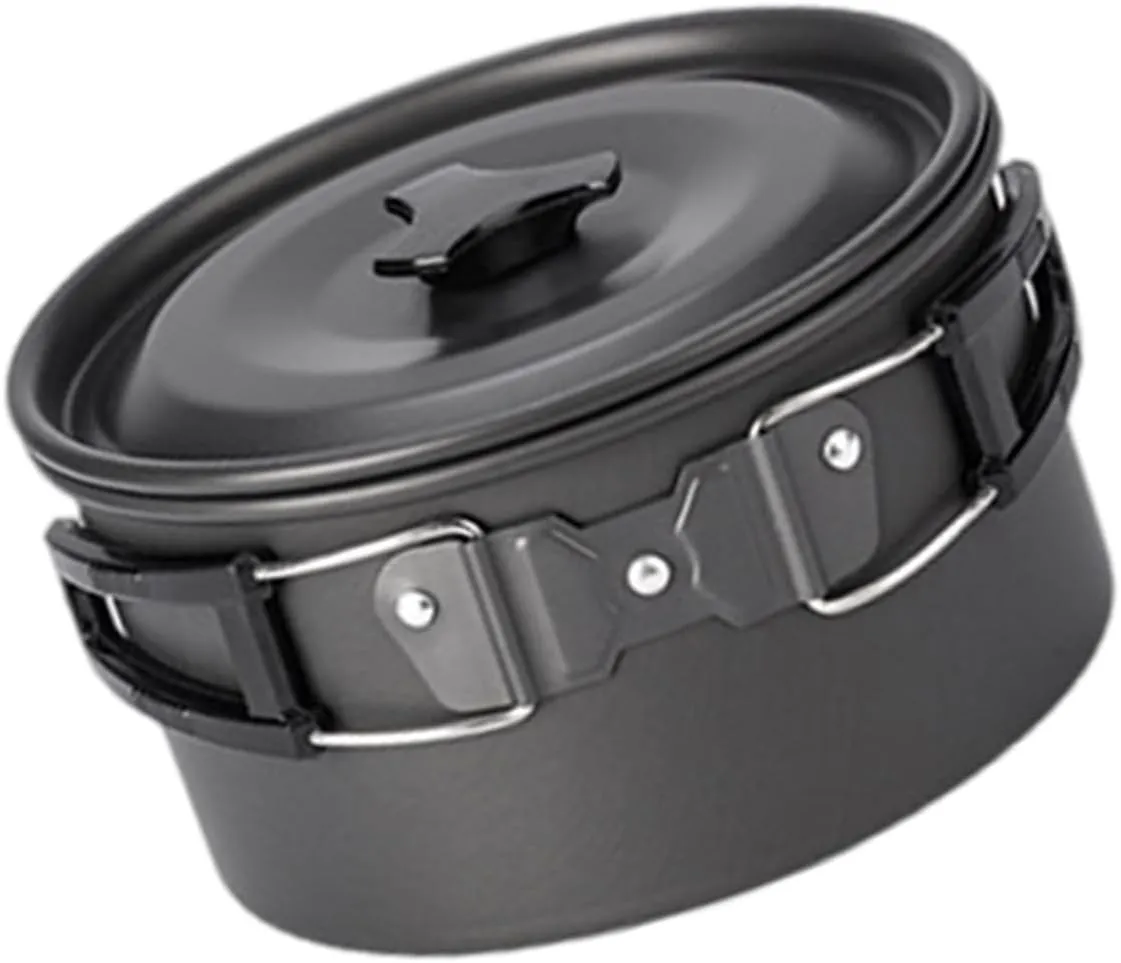 Camping Cook Pots with Lid and Folding Handle Outdoor Cooking Pots Utensils NonStick Camping Cookware Easy to