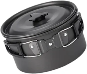 Camping Cook Pots with Lid and Folding Handle Outdoor Cooking Pots Utensils NonStick Camping Cookware Easy to