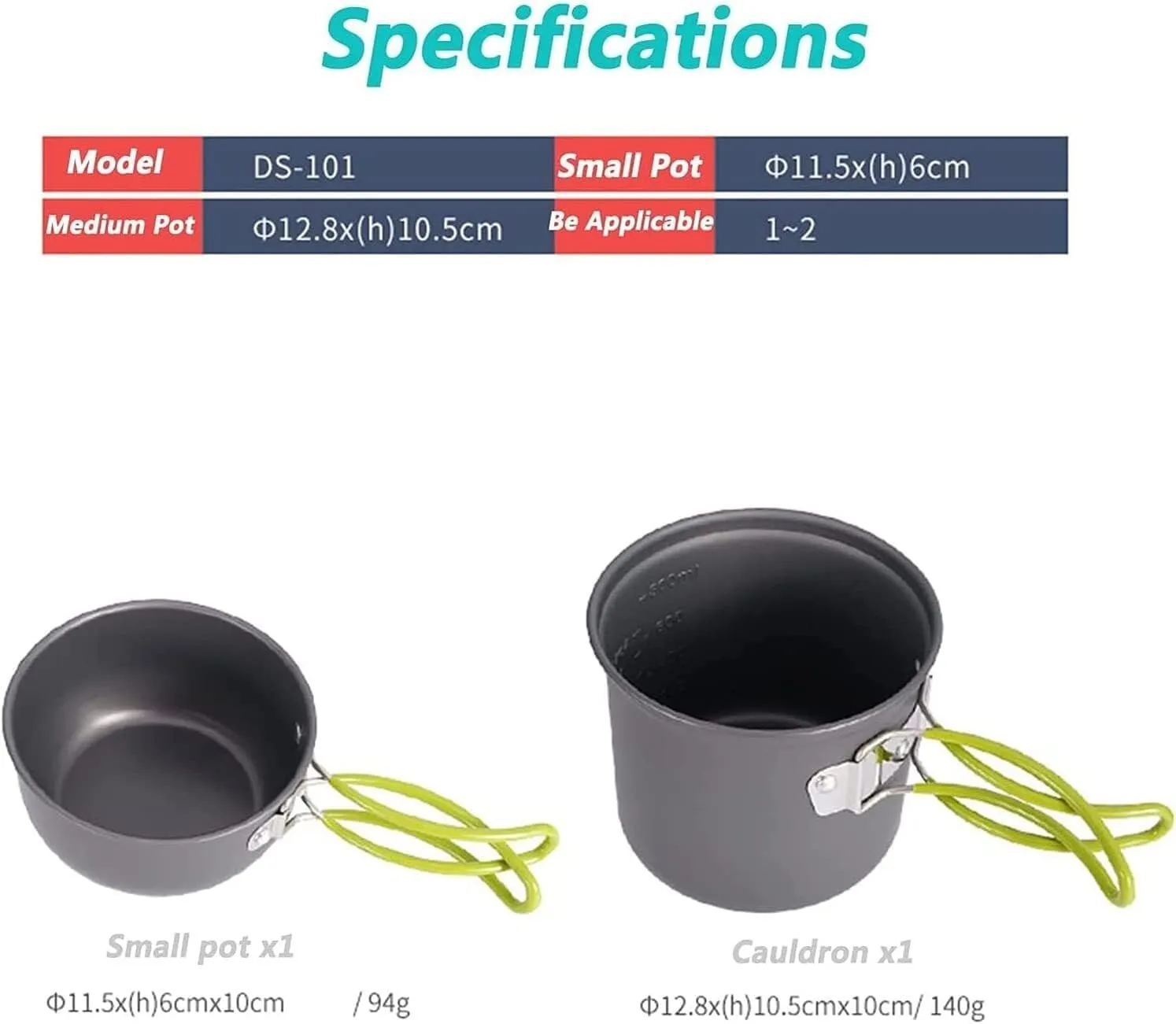 Camping Cookware, Camping Cookware Kit Outdoor Cooking Set Cooking Equipment Utensils for 1 to 2 People Picnic Cookware Portable Stove