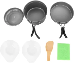 Camping Cookware Kit Outdoor Cookware Equipment Foldable Pot Pan Bowl Set for Hiking