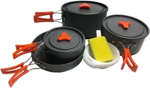 Camping Cookware Mess Kit Frying Pan with Storage Bag Cookset Cooking Pot Cooking Utensils Set for Hiking BBQ Outdoor Cooking
