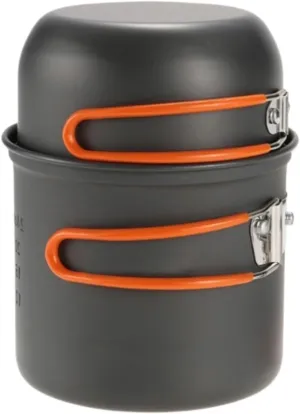 Camping Cookware, Outdoor Camping Cooking Portable Compact Picnic BBQ Cutlery Cookware Set Portable Stove(Orange)