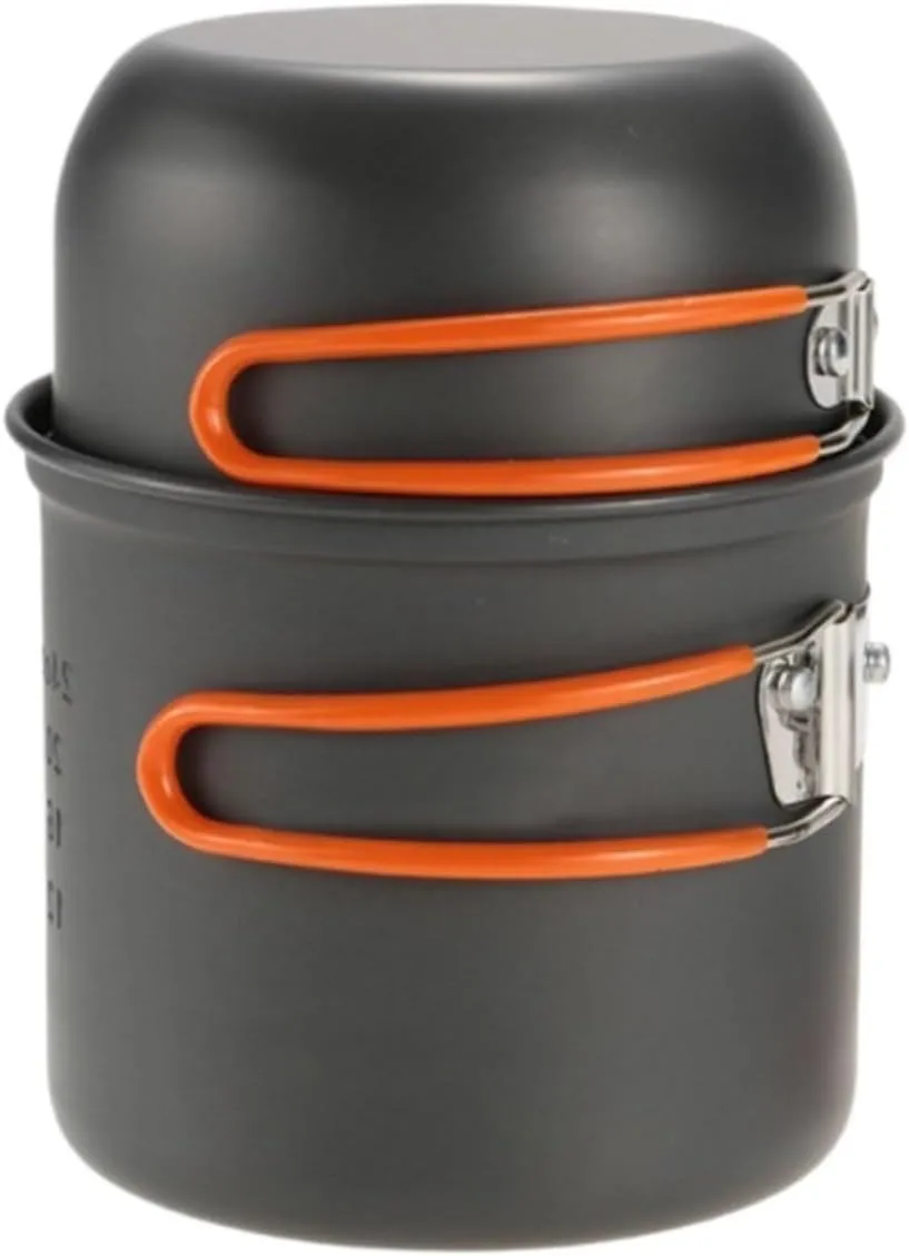 Camping Cookware, Outdoor Camping Cooking Portable Compact Picnic BBQ Cutlery Cookware Set Portable Stove(Orange)