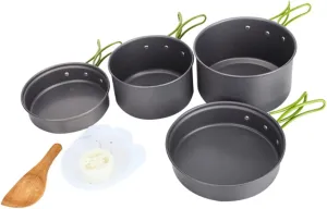 Camping Cookware Portable Soup Pot Pan Set Easy Clean Insulated Plastic Handle Compact for Hiking