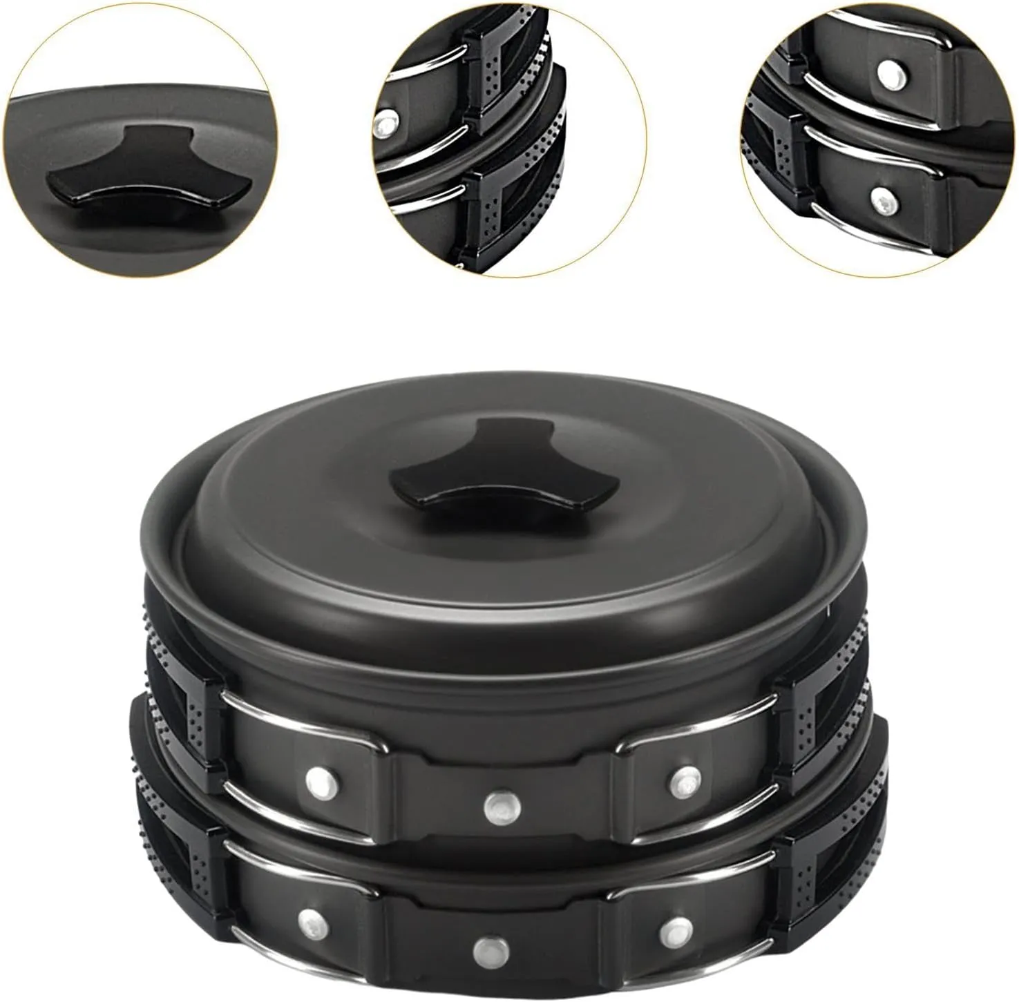 Camping Cookware Pot Frying Pan Aluminum Alloy Portable Tableware Camping Cooking Set with Storage Bag for Backpacking Dinner
