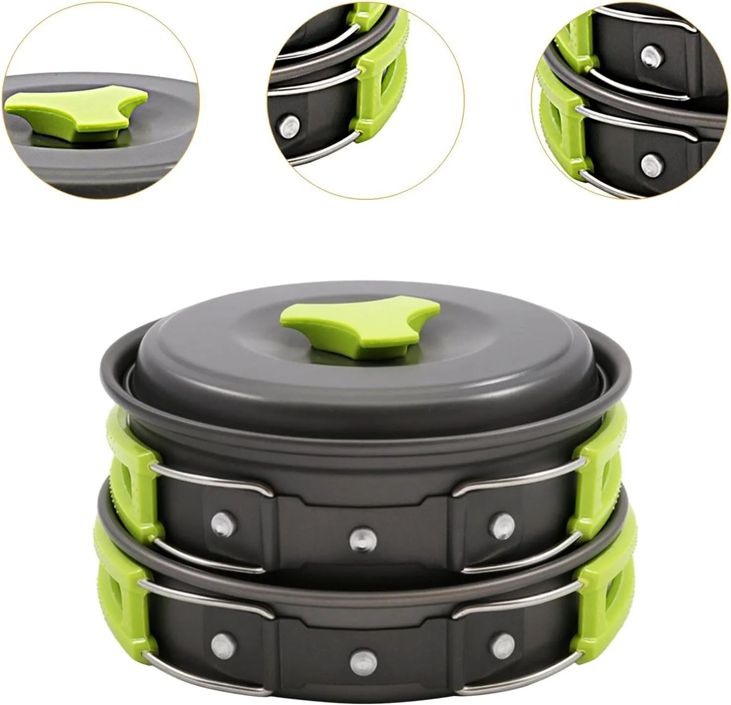 Camping Cookware Pot Pan Aluminum Alloy Cook Gear Nonstick Camping Cooking Set Included Carry Bag for Fishing Campfire Picnic