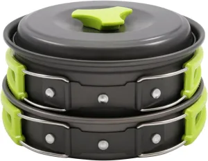 Camping Cookware Pot Pan Aluminum Alloy Cook Gear Nonstick Camping Cooking Set Included Carry Bag for Fishing Campfire Picnic