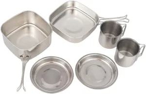 Camping Cookware Set 1 Set Stainless Steel Cup Plate Compact for Outdoor Activities Hiking Travel
