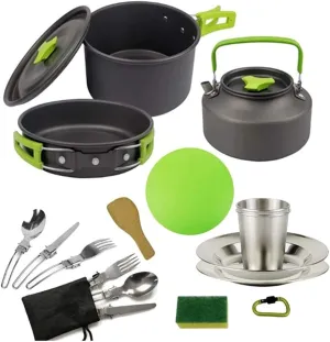 Camping Cookware Set Outdoor Portable Pot 2-3 People Wild Picnic T Travel Pan Hiking Tools
