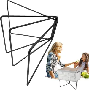 Camping Cooler Stand - Folding Stand, Stainless Steel Folding Bracket | Anti Moisture Folding Frame Ice Box Holder, Outdoor Camping Bucket Stand Frame with Nonslip Mat and Carry Bag for BBQ Cooking(Bl