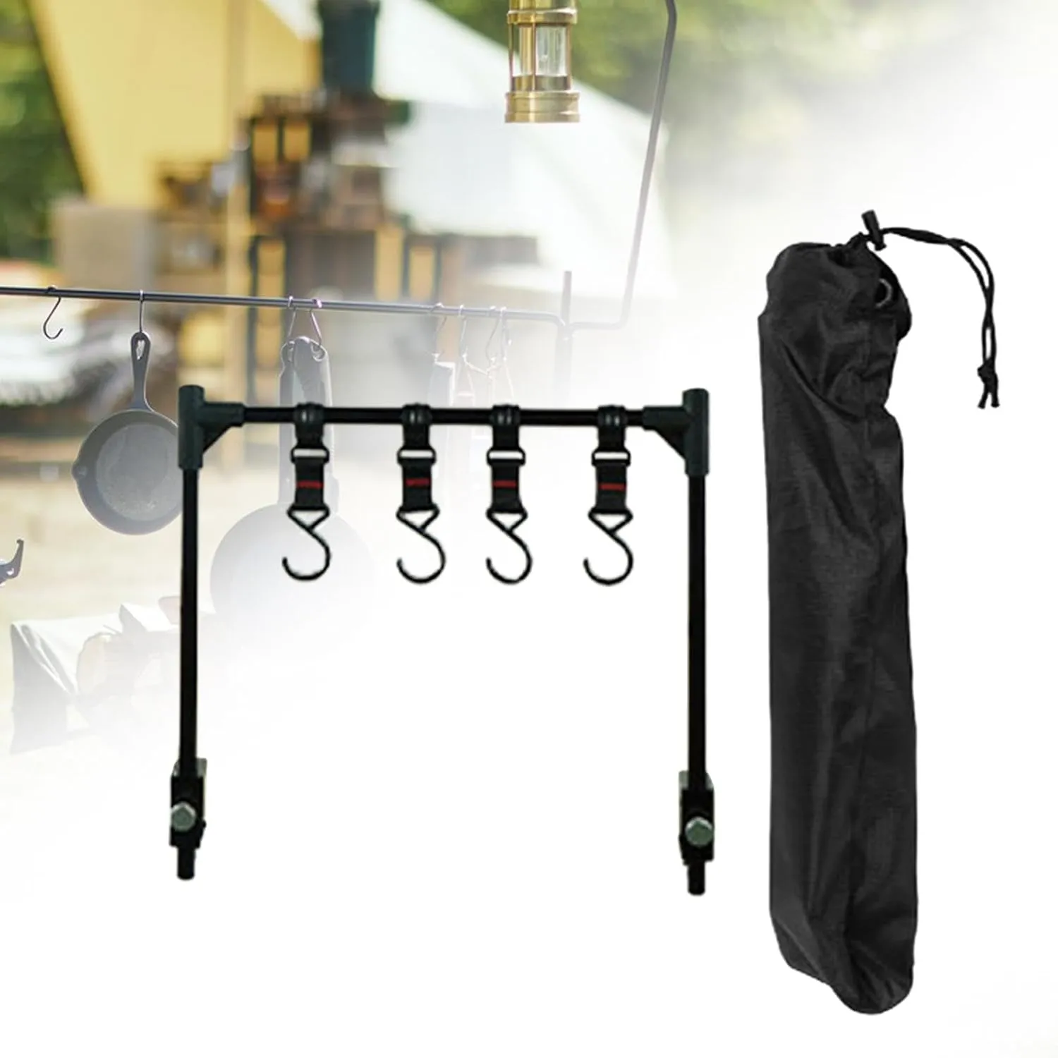 Camping Folding Rack Multiuse Cookware Hanging Rack Outside for BBQ Picnic Backpacking