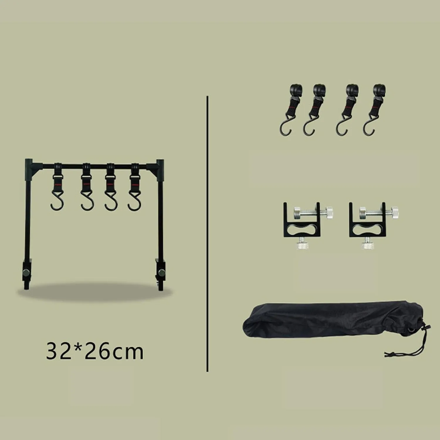 Camping Folding Rack Multiuse Cookware Hanging Rack Outside for BBQ Picnic Backpacking