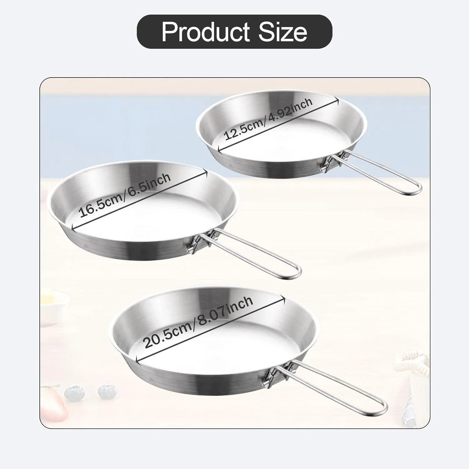Camping Fry Pan Cookware Folding Handle Easy to Clean Heat Resistant Easy to Carry Portable Non Stick Skillet Pancake Maker, 12cm