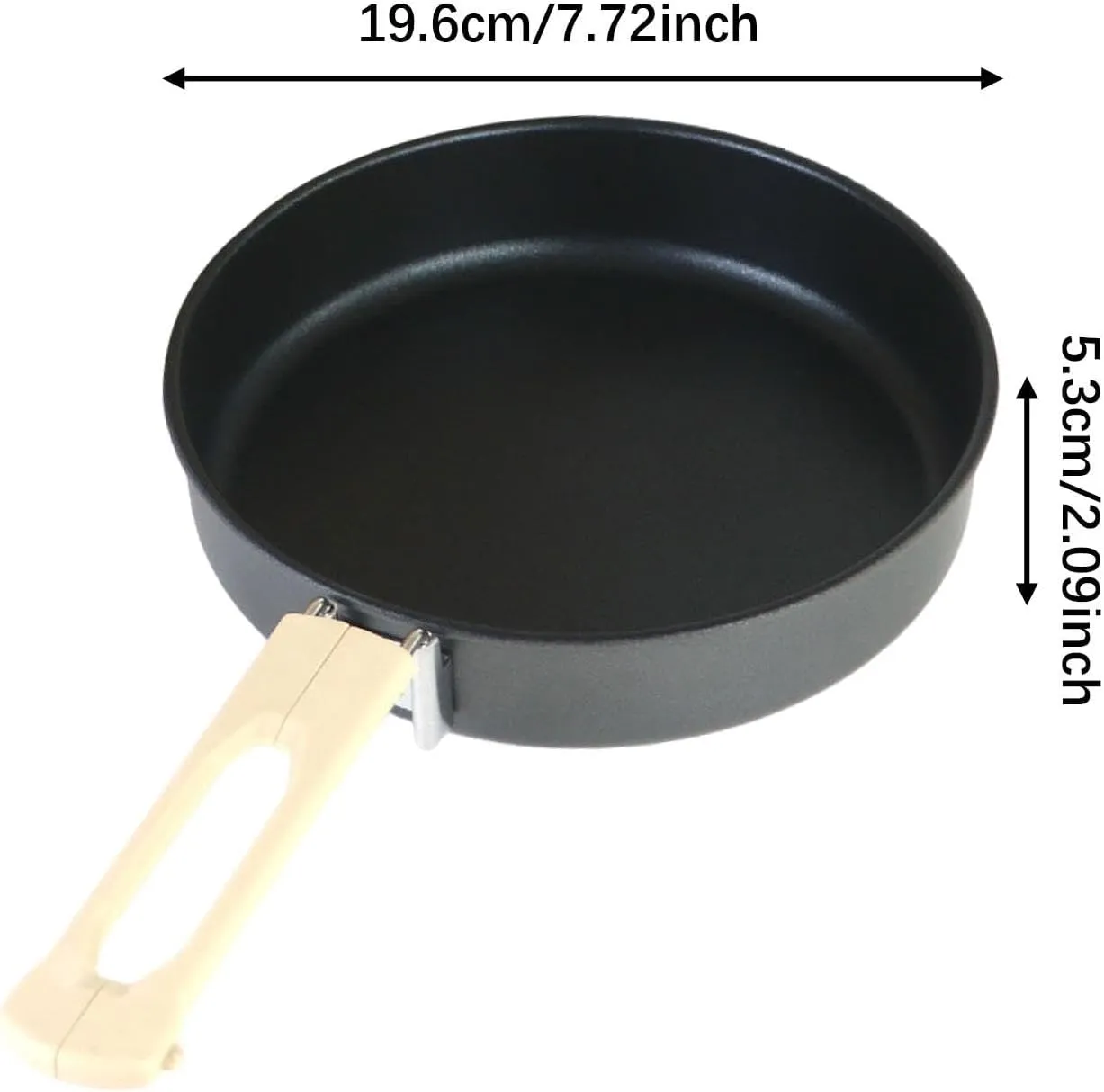 Camping Frying Pan Non Stick Skillet Heat Resistant Lightweight Multipurpose Foldable Handle Flat Griddle Pan for Fishing BBQ, L Aluminum Alloy