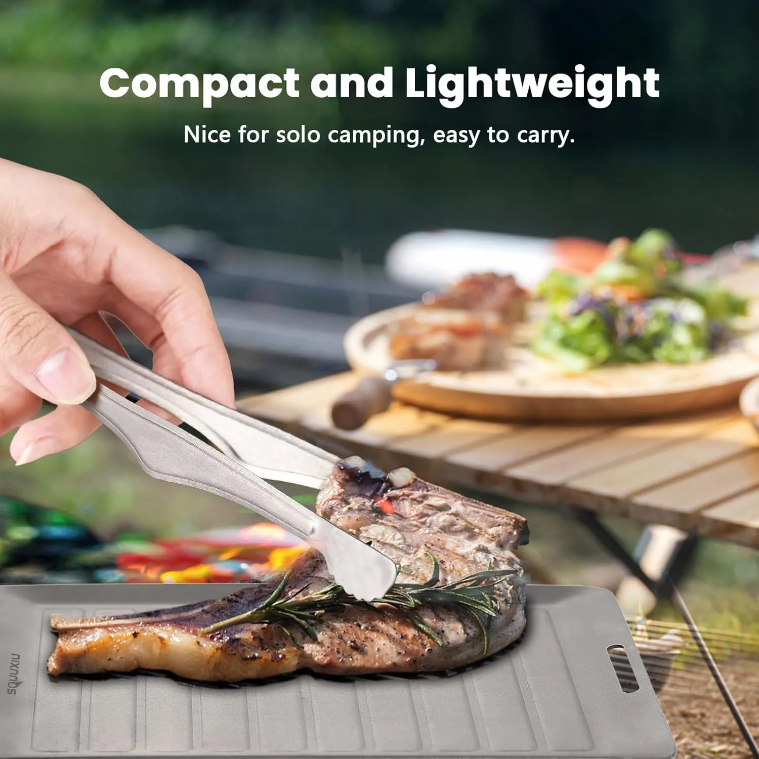 Camping Grill Pan & BBQ Tinks Portable Outdoor Cookware Set Finisca Matte Non-Stick for 1 Person (Plate Pinks and Barbecue L)