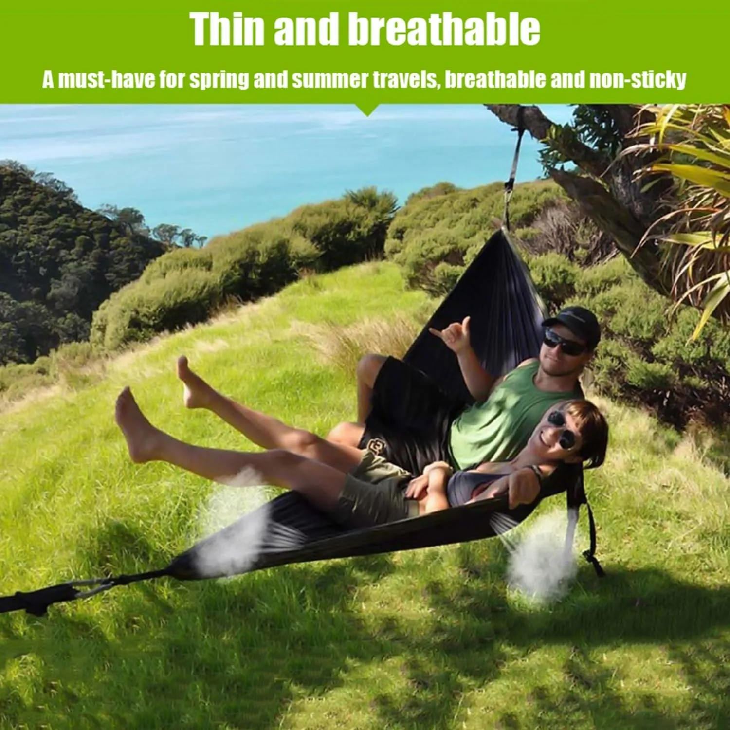 Camping Hammock 210T Nylon Breathable Hammock Tent with Tree Straps & Aluminum Alloy Carabiners Travel Hammock Quick Drying for Hiking Backpacking Garden (Color : A, Size : 250x140cm)