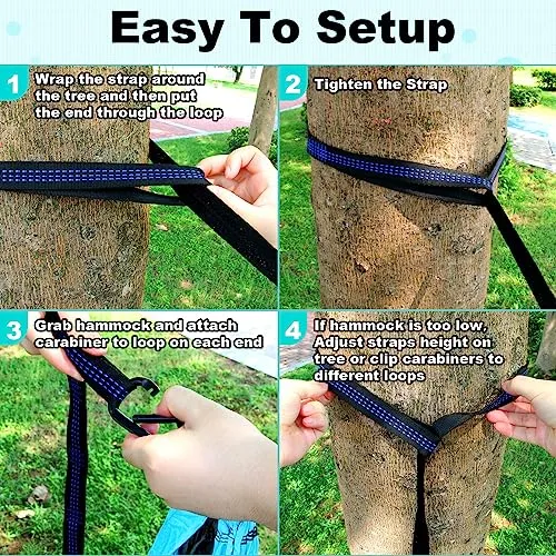 Camping Hammock Double & Single Portable Hammocks w/ 2 Tree Straps & Carry Bag
