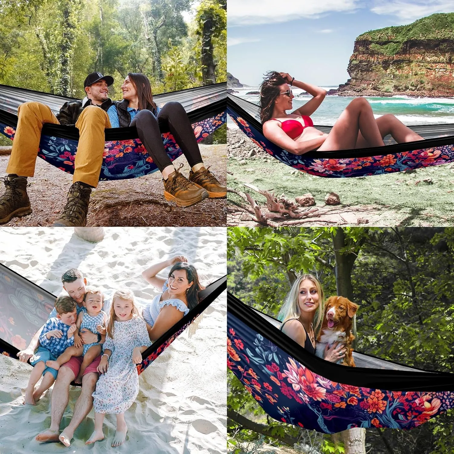 Camping Hammock Double & Single Portable Hammocks with 2 Tree Straps, Great for Hiking,Backpacking,Hunting,Outdoor,Beach,Camping, Alpaca (12)